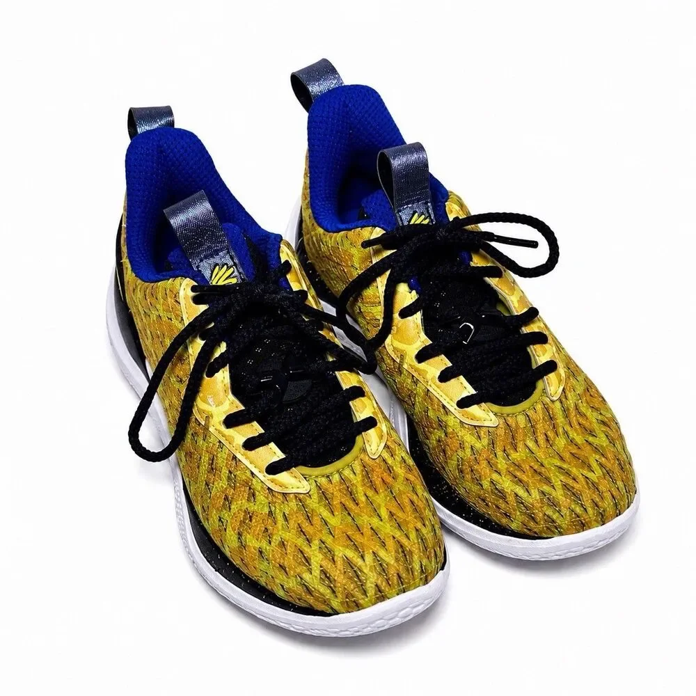 Under Armour Basketball Shoes Kids Size 6Y Yellow Blue Curry Flow 10 Bang Bang